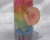 Rainbow Candle Handmade Pillar Chunk Candle Sage/Citrus Scented