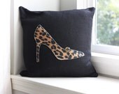 SALE 20.00 16"x16" Cheetah "If the Shoe Fits" felt pillow