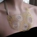 Silver and Brass  Wire Crocheted Lacy Bib Necklace MOON. Example