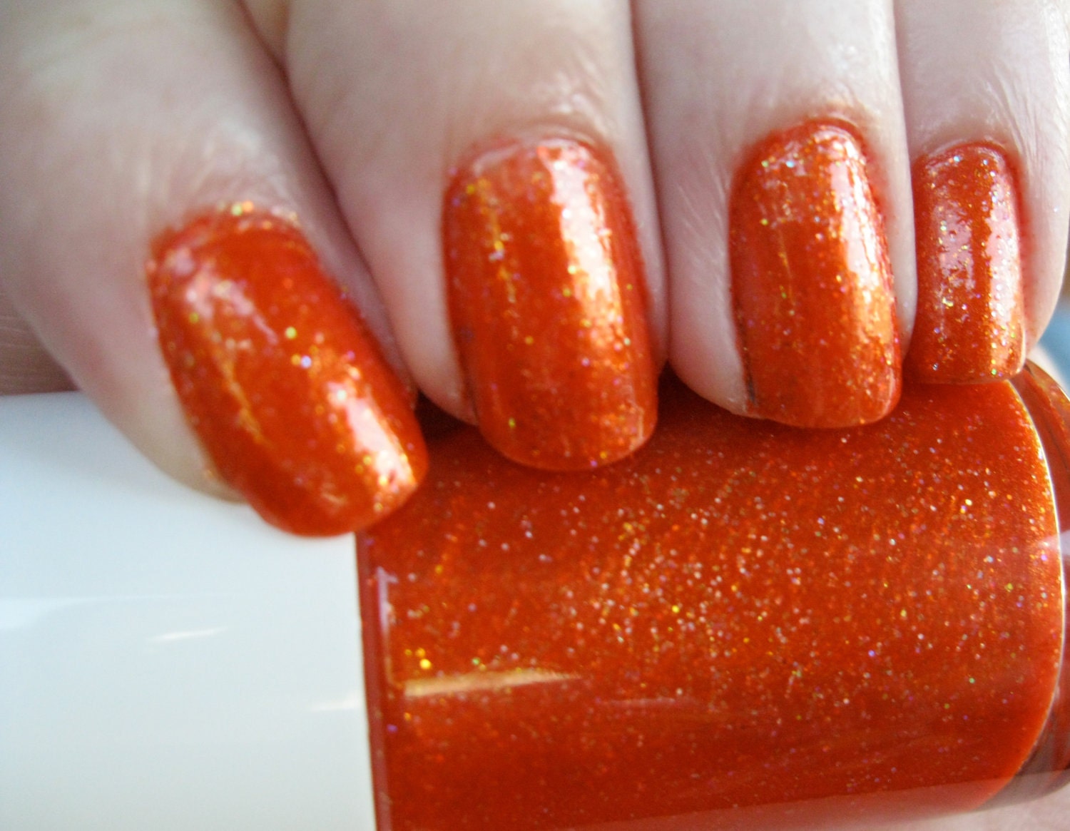 Drawer of Inappropriate Starches. Custom Orange Nail Polish Blend.