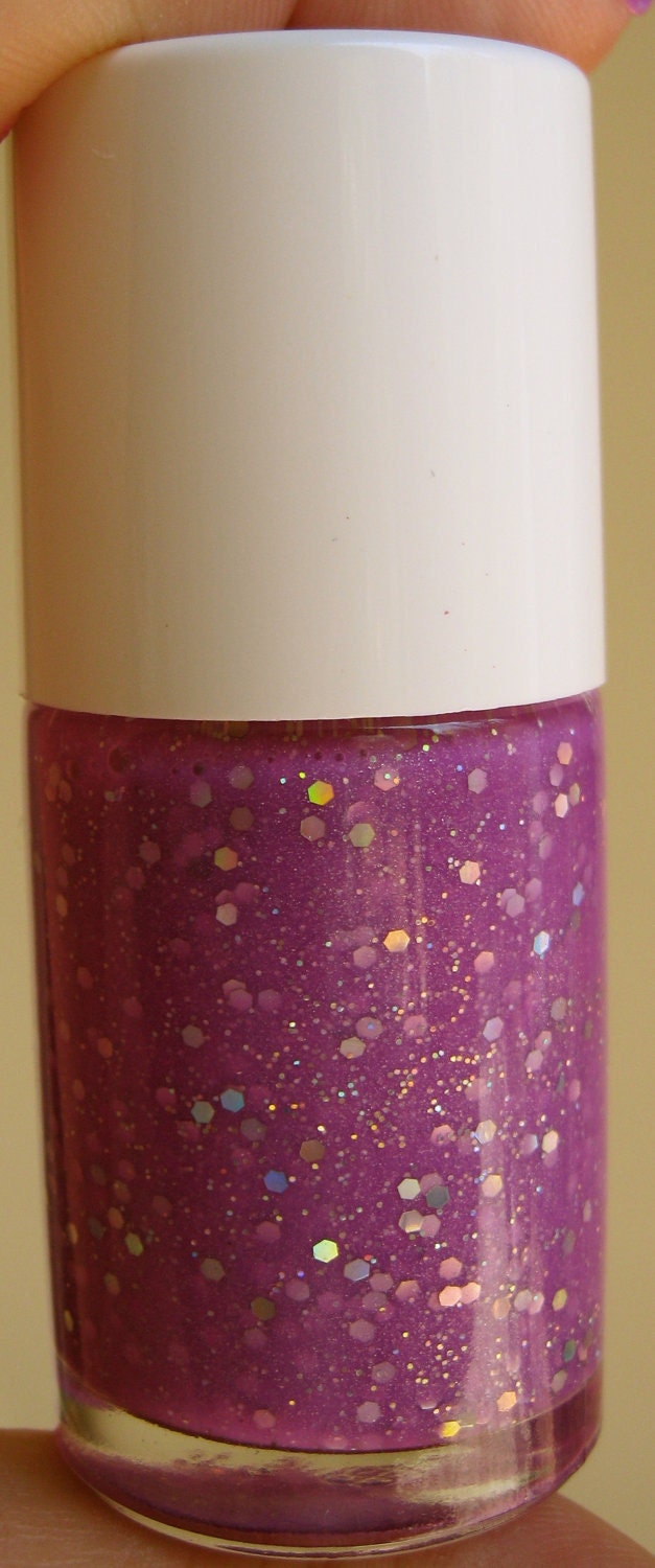 Serendipity IS My Stripper Name. Custom Neon Purple Jelly and Glitters Nail Polish Blend.