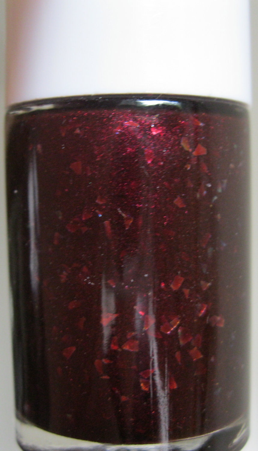 Cabin. Custom Red Flakies Nail Polish Blend.