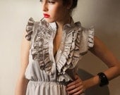 Silver Gray , Women , Ruffles Dress , Spring Dress