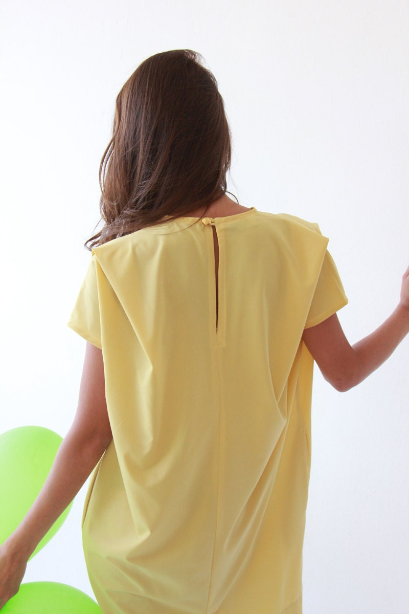 Yellow,Oversize,Mini sundress - BLUSHFASHION
