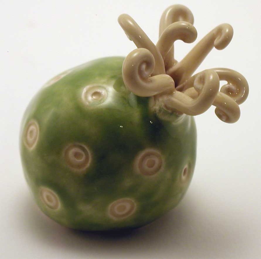 Sea Squirt Ceramic Mini Sculpture, Kiwi Green & Light Yellow, number 27