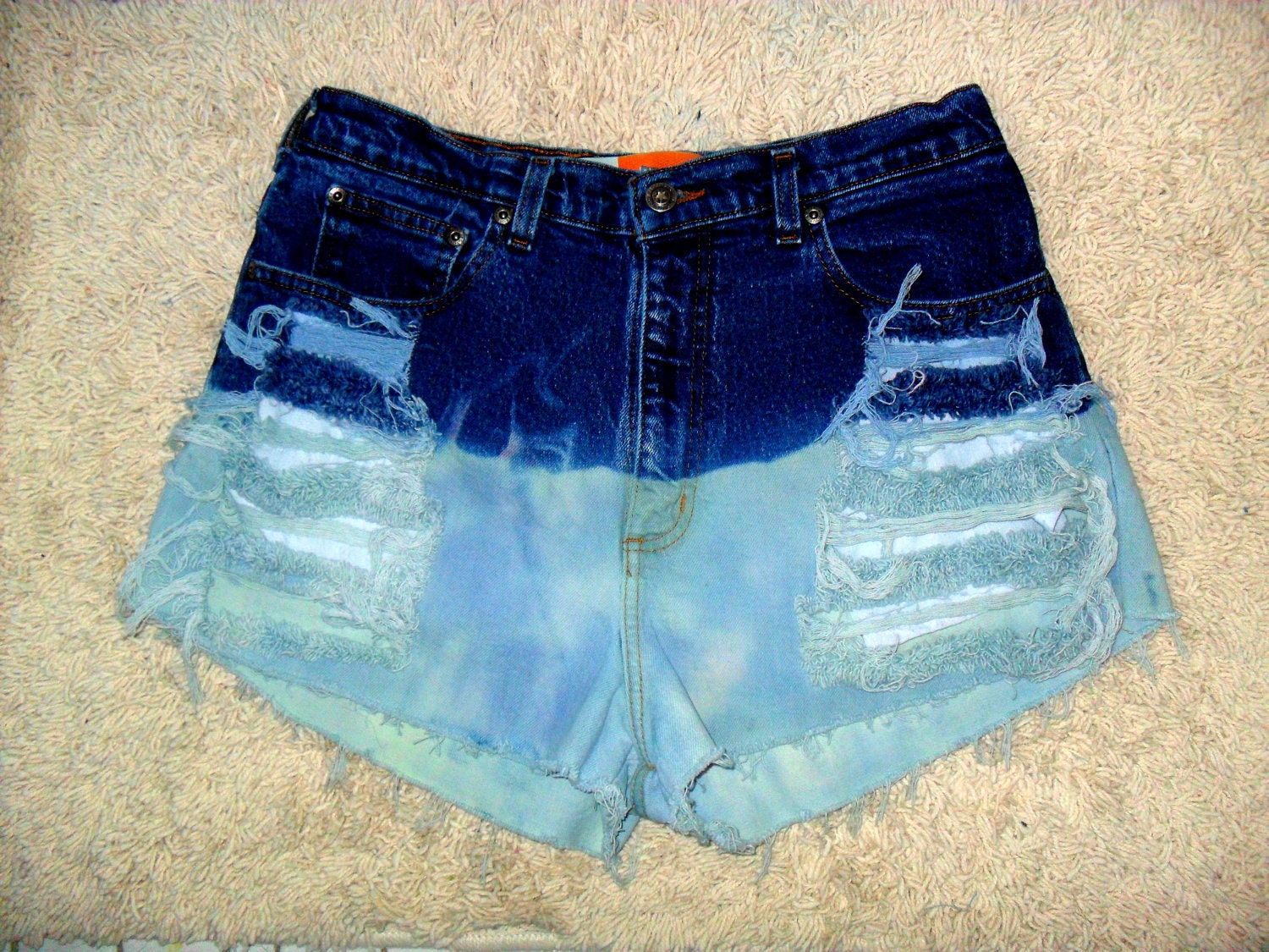 Riding The Waves" Dip Dye Ombre High Waist Shorts