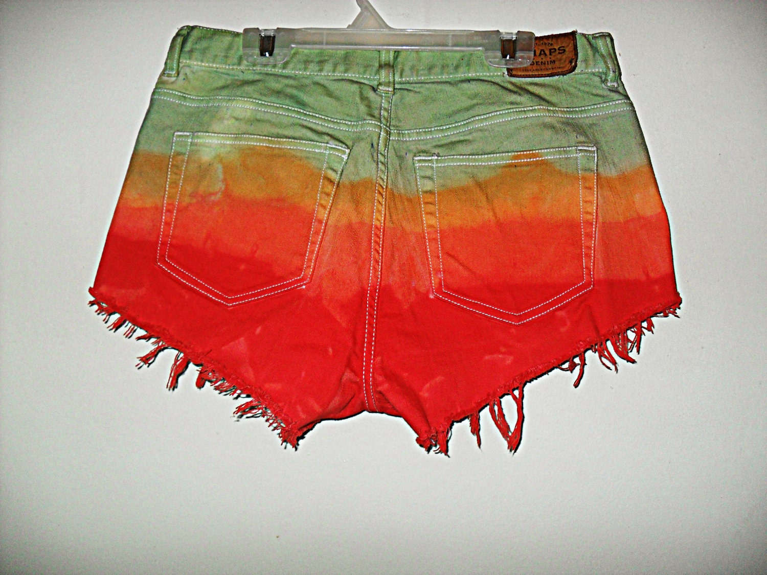Studded Ombre High Waisted Shorts Marbled "Carribean Seas"