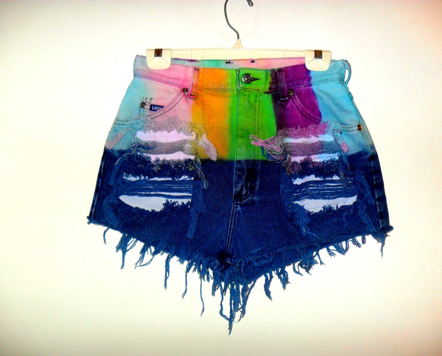 Tie Dye Rainbow High Waist Color Blocking Shorts