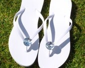 White Giant Rhinestone Flip Flops