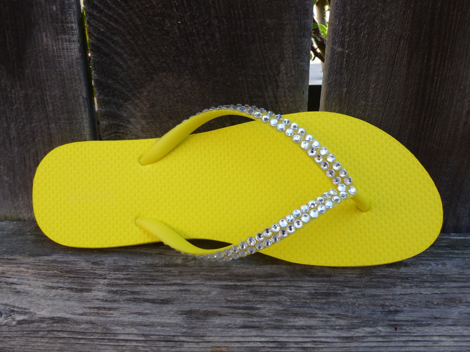 YELLOW Crystal Flip Flops