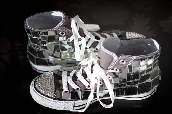 Chuck Taylor CONVERSE covered in Mirror and Swarovski Crystals. Beyond Amazing