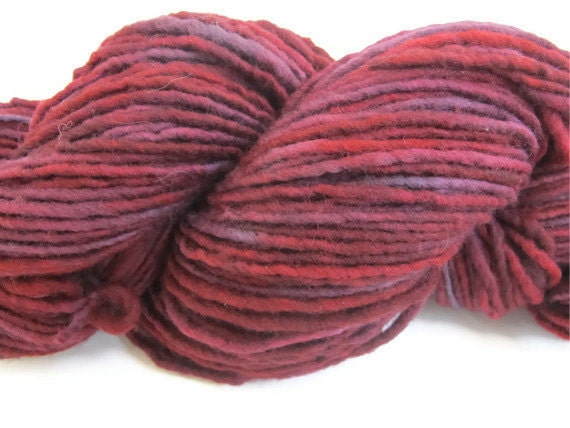 Hand Dyed Yarn, Bulky, Red and Purple