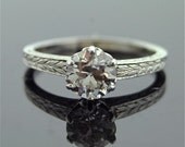 Engagement Ring - Antique Diamond Ring 18k White Gold