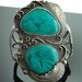 Vintage Silver Cuff Bracelet - Sterling Silver and Turquoise