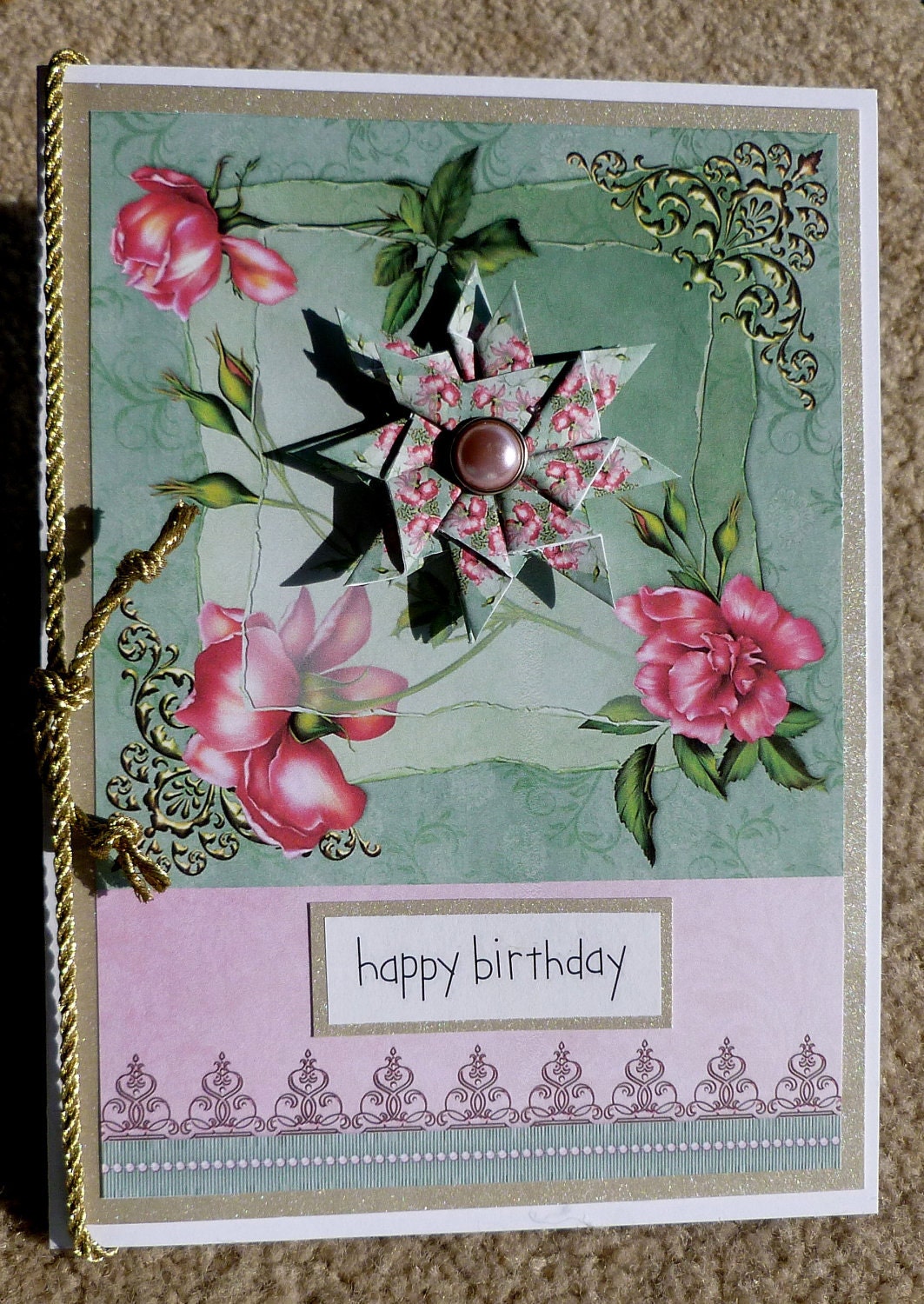 Birthday Handmade 3D Tea Bag Folding Greeting Card