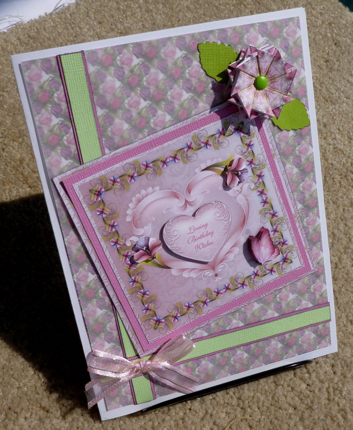 Birthday Handmade Multi Paper Layering 3D Greeting Card with Tea Bag Folding Element