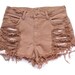 Brown shredded high waist Lee cut offs XL