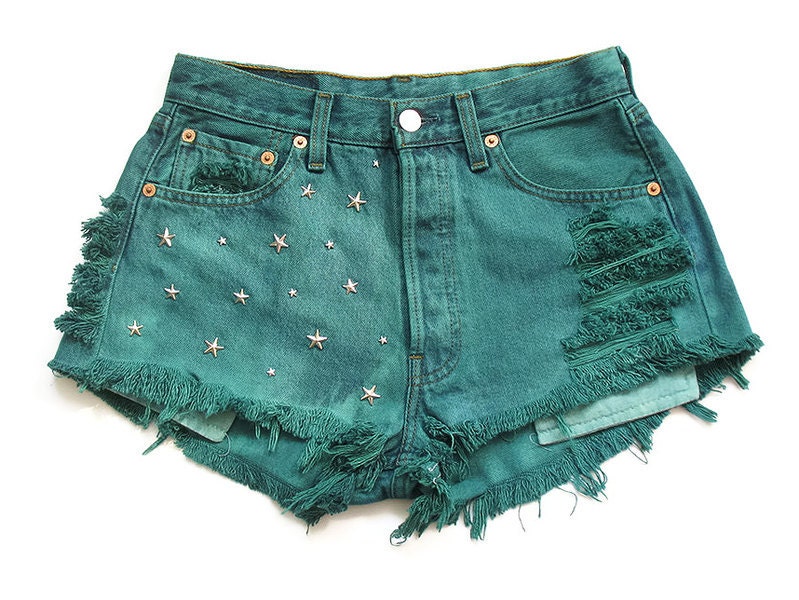 Levi stars studded green high waisted shorts M