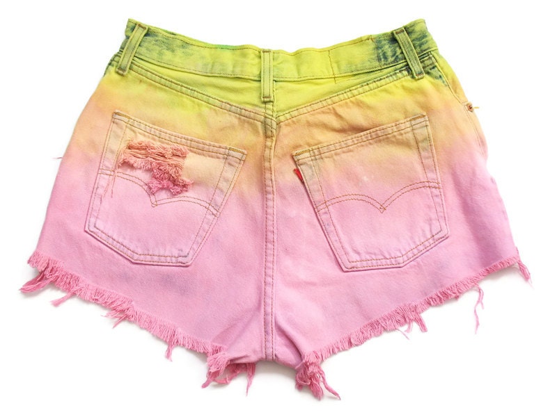 SALE 30% use SUMMER30 Pastel ombre high waisted shorts L