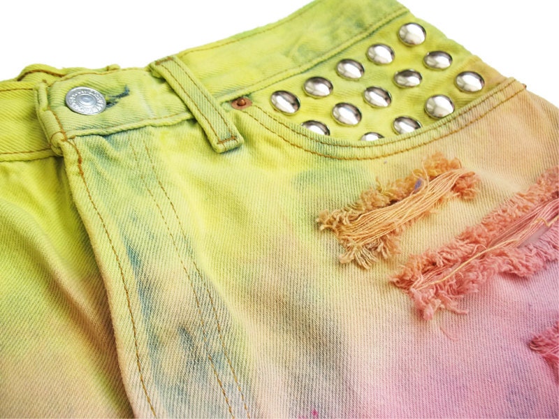 SALE 30% use SUMMER30 Pastel ombre high waisted shorts L