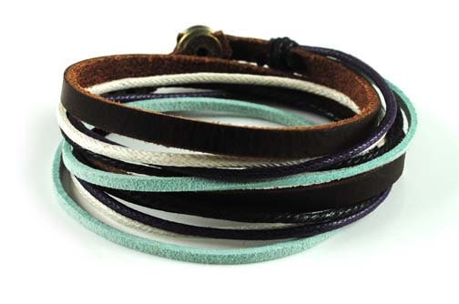 Soft Leather Multicolour Ropes Men or Women Leather Bracelet Wristband Cuff Bracelet 278S
