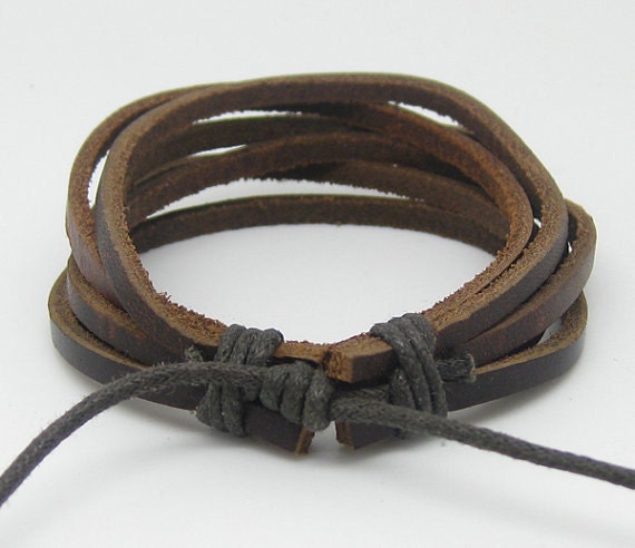 Punk   Fashion   Cuff Bracelet With 6 PCS Leather Woven  A10