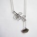 ancient vintage style silvery tree branch bird pendant women collarbone necklace XL36
