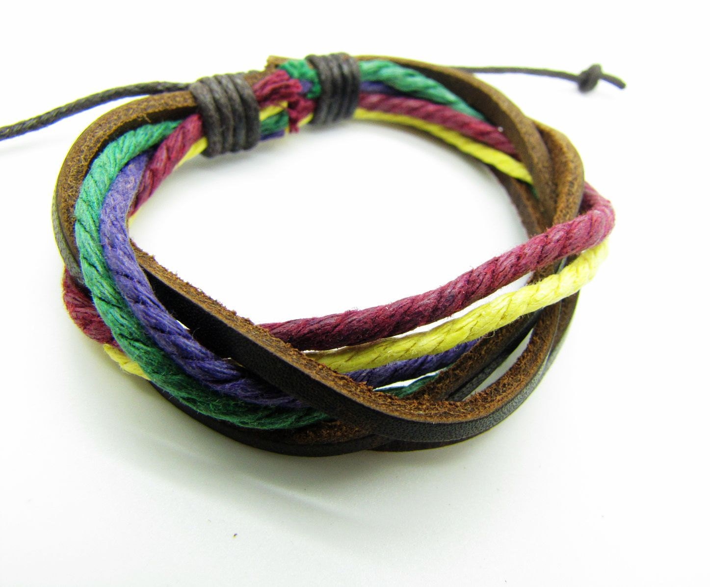 color cotton Ropes 3 leathers women jewelry bangle cuff Bracelet Wristband cuff bracelet 736A