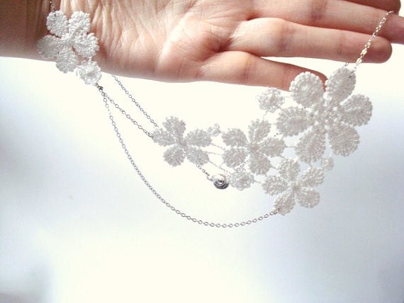 Ivory Lace Necklace, Women accessories,