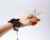 Wedding cuff, Black Lace Bracelet, Women accessories,  3D Flower, Wedding Bracelet, For Bridesmaids
