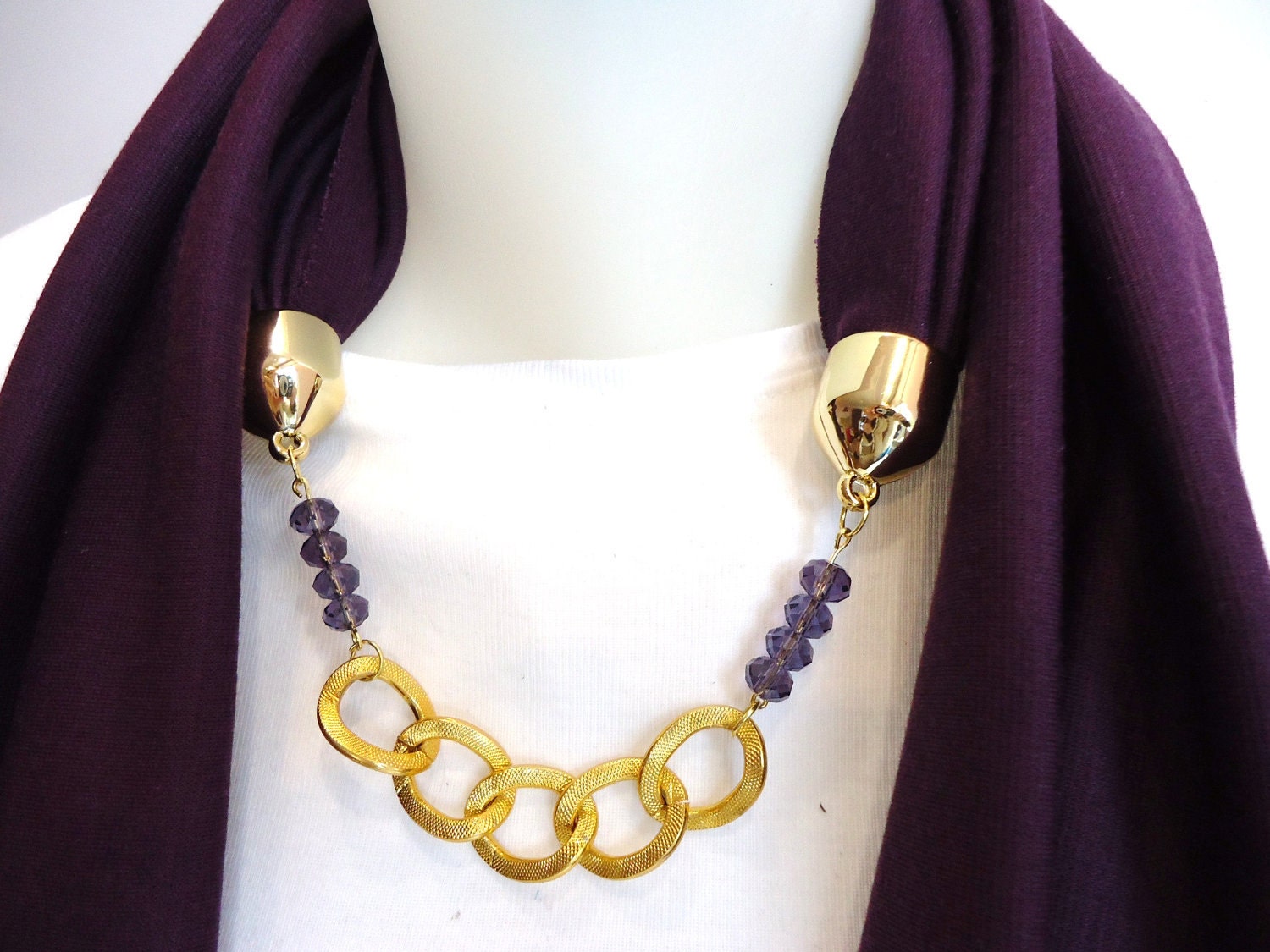 Purple Scarf with Pom Poms, Women Accessory, Jersey Scarf , 2012, winter trends and Fashion