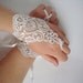 Ivory lace wedding fingerless gloves embellished with sparkles