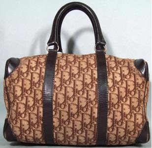 80's Christian Dior Vintage trotter monogram brown purse with leather trimmings.