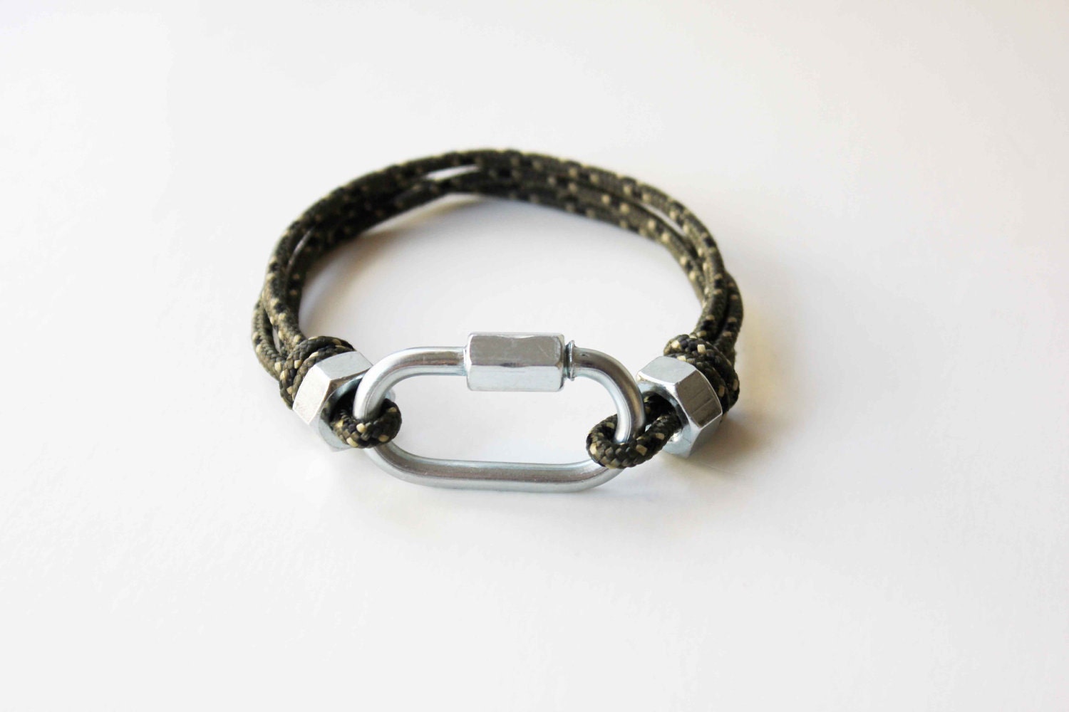 Carabiner Link Rope Bracelet - Green
