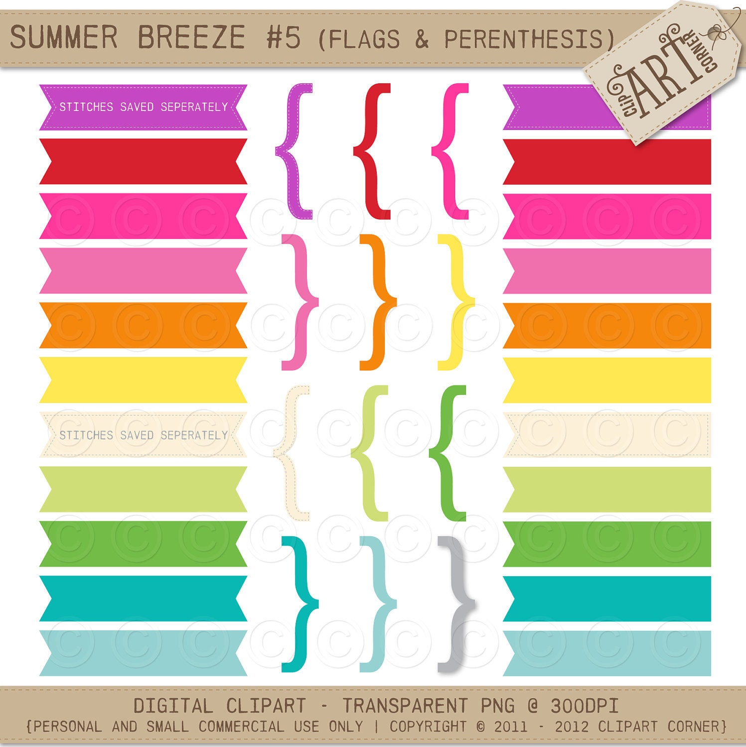 Digital Clipart - SB5 - Flags and Parenthesis (DC-5410)