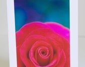 Hot pink, rose, flower, greeting card, photographic, blank, paper, vertical
