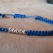 Blue Macrame Bracelet with Silver focal bead & Sliding Adjustable Closure