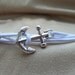 White Waxed Cotton Cord Wrap Bracelet with large Silver Anchor featuring adjustable slip knot