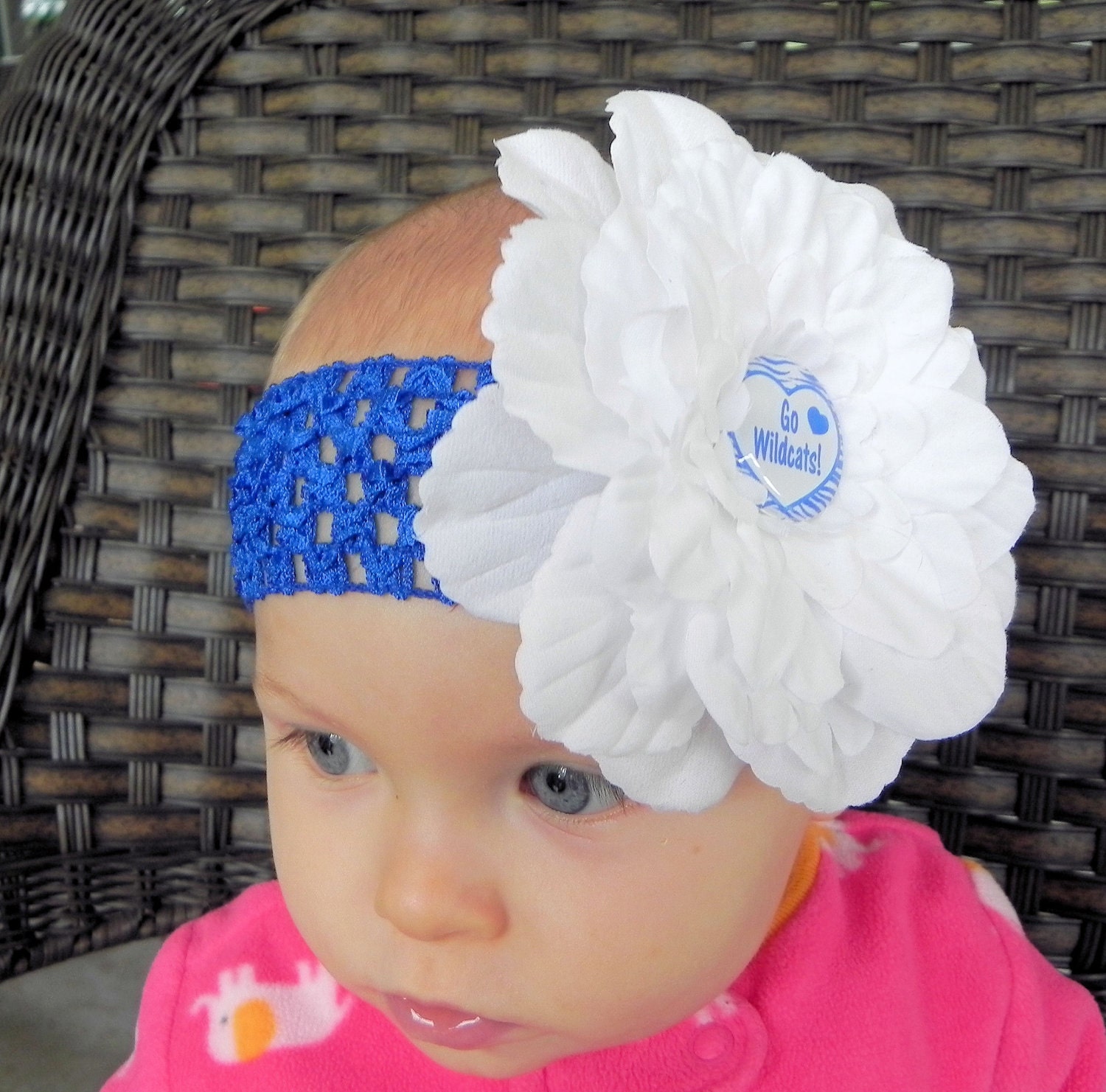 UK Kentucky Wildcats Inspired Peony Flower Headband