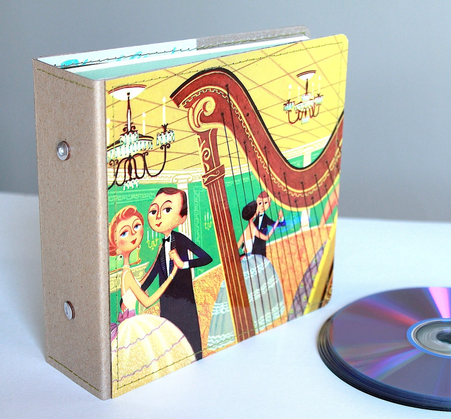 13 CD/ DVD Holder Book Handmade from Upcycled Vintage Album Cover