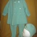 RESERVED Vtg 3piece 1930s child's snowsuit/ coat, snowpants, and hat, unisex/ WOOLY DOWN/ mint green/ buttons both ways.