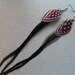Long Black Feather Earrings, Pink Accents