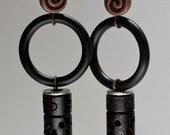 Handmade Mixed Media Industrial Earrings with Metal, Upcycled Rubber, Found Objects and Beads