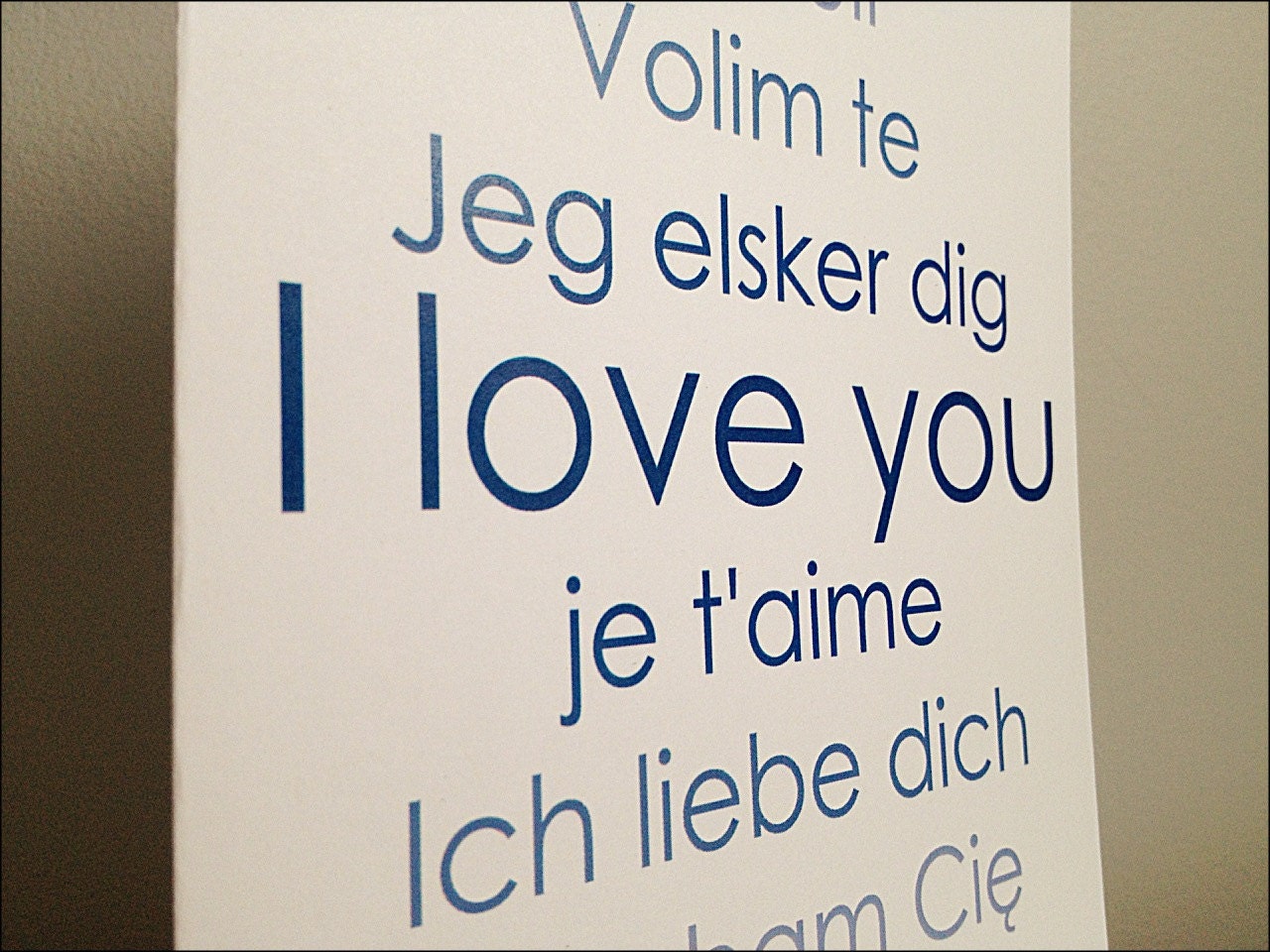 I Love You In Any Language Cards - Blank Inside - Custom Colors available -  Valentine, Wedding, Anniversary, Birthday, Friend, Get Well