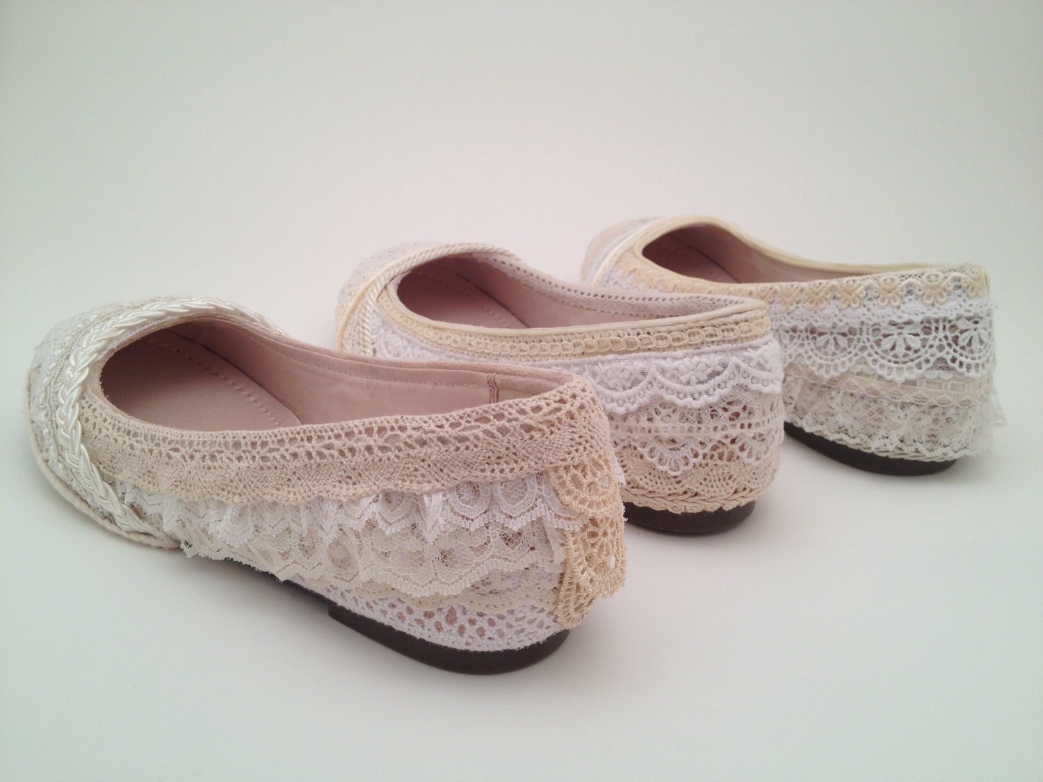 The "Lacy Lift" for Women's Flats : lace covering for shoes, upcycled for a high fashion garden victorian wedding