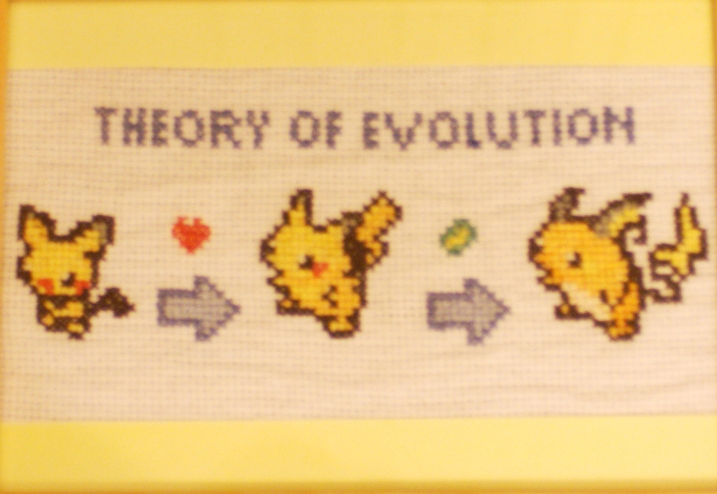 Theory of Evolution: Pokémon inspired Pichu, Pikachu & Raichu PDF cross stitch embroidery pattern