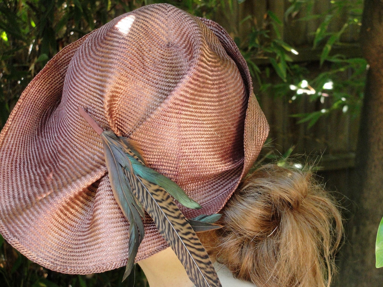 Straw Hats- Asymmetrical Copper Hat-New Hand Blocked- Vintage Inspired Hat w/Brim- 1920's through 40's Influence- Custom Only
