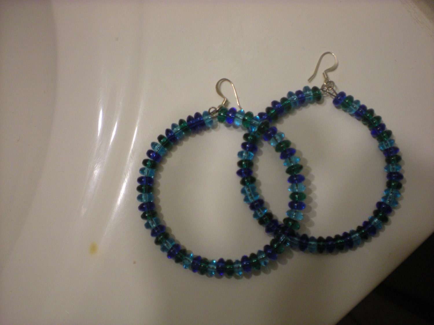 Medium Size Blue Hoop Earrings