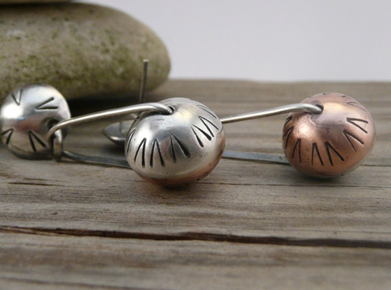 Sterling silver and Copper Dangle Earrings