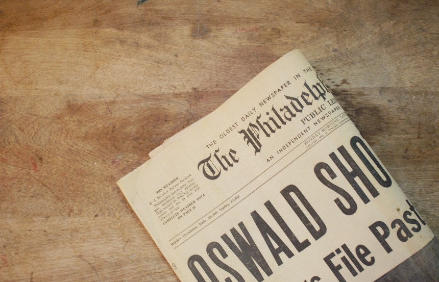 Three Vintage 1960s Newspapers - JFK Shot - Oswald Shot